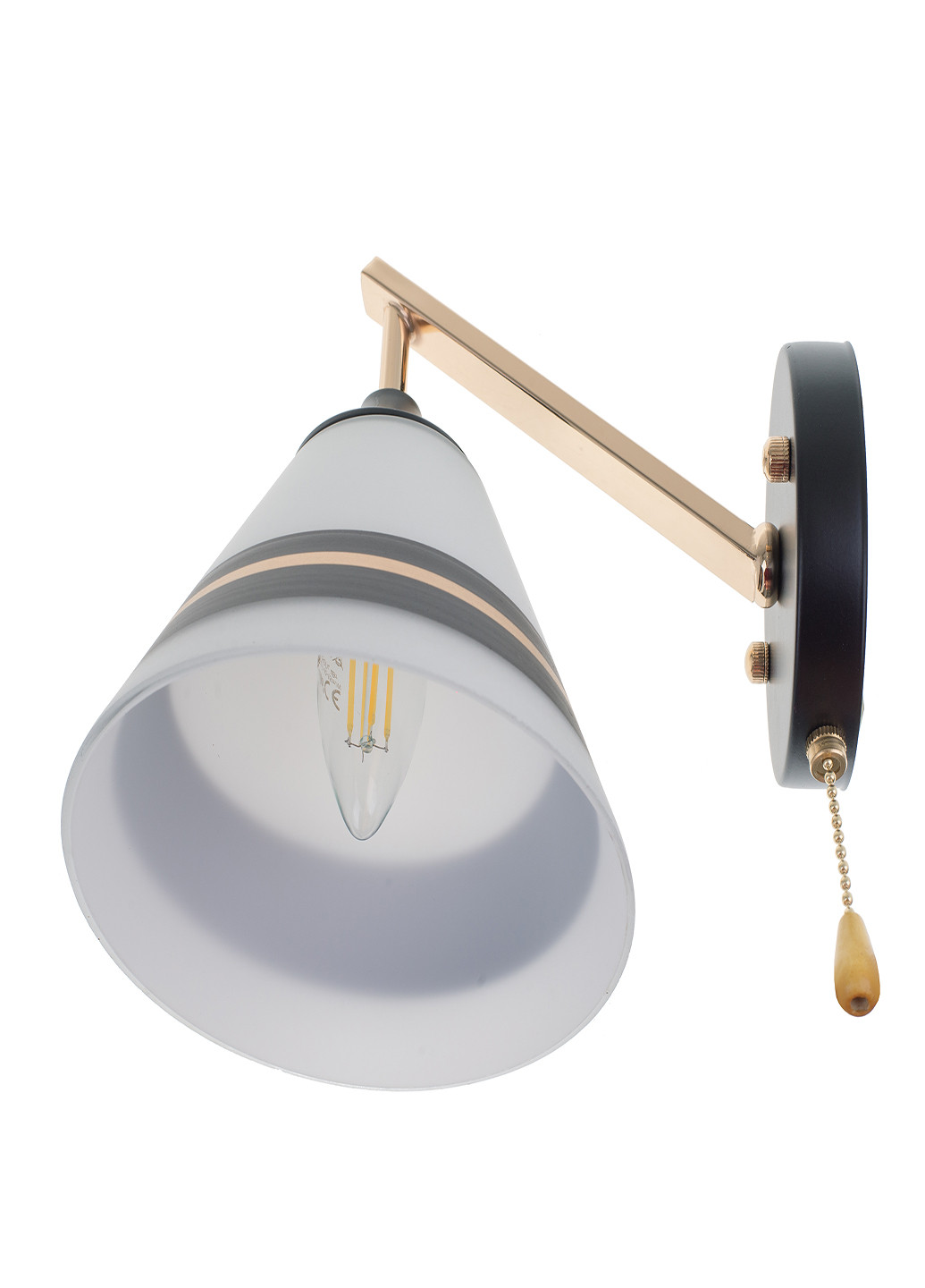 Бра настенное накладное с выключателем на цепочке LK-701W/1 E27 BK+FG Brille (220133486)