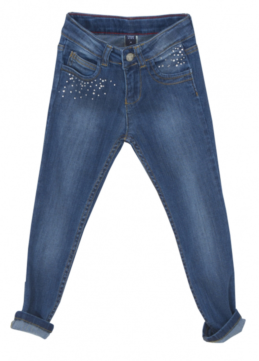 Синие демисезонные зауженные джинсы Girandola