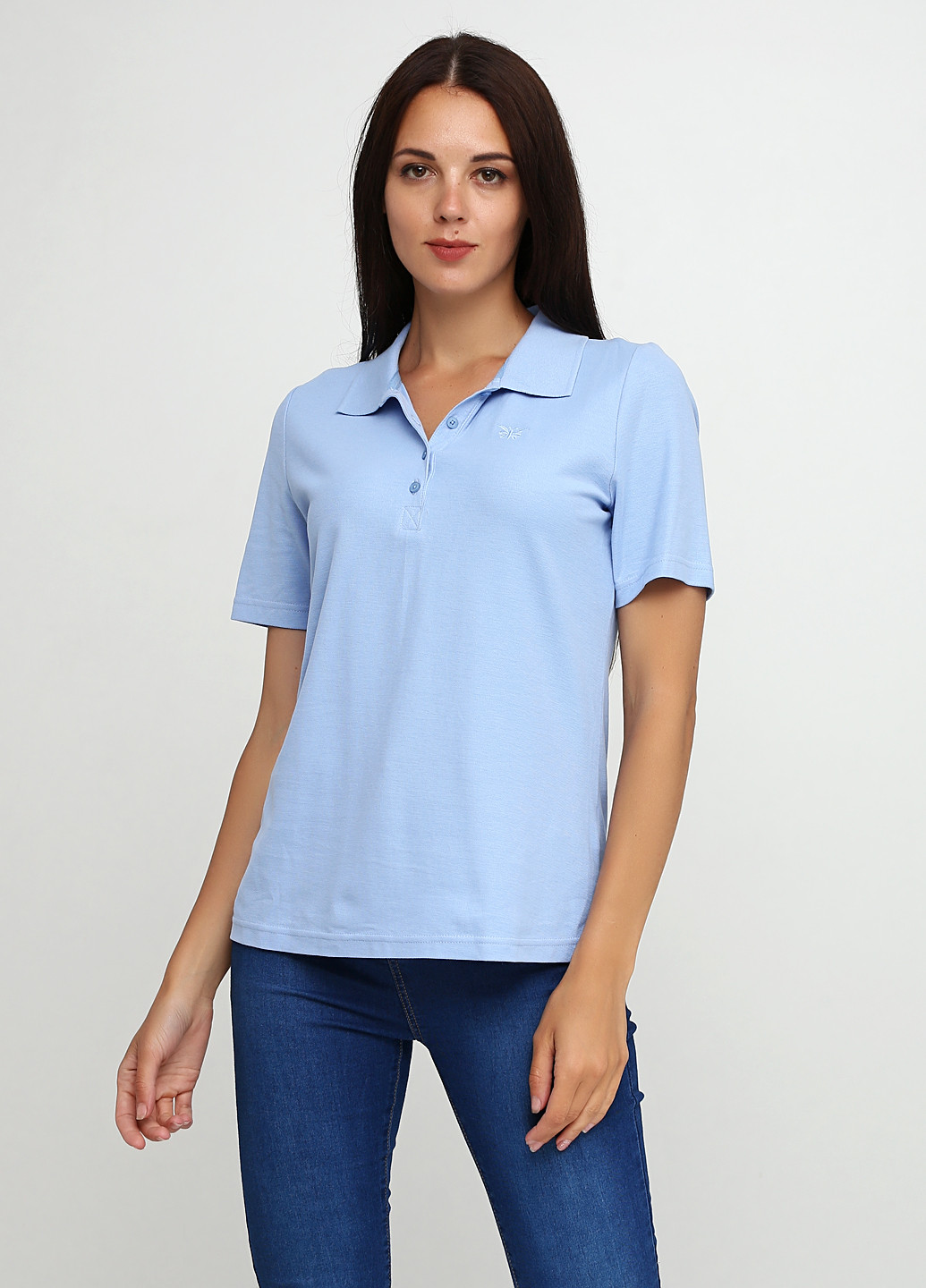 Голубой женская футболка-поло BRANDTEX CLASSIC однотонная