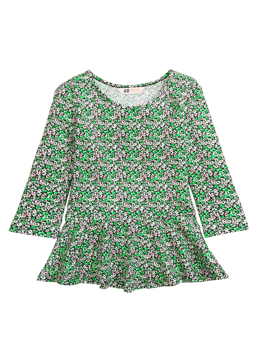 Зеленая цветочной расцветки блузка H&M демисезонная