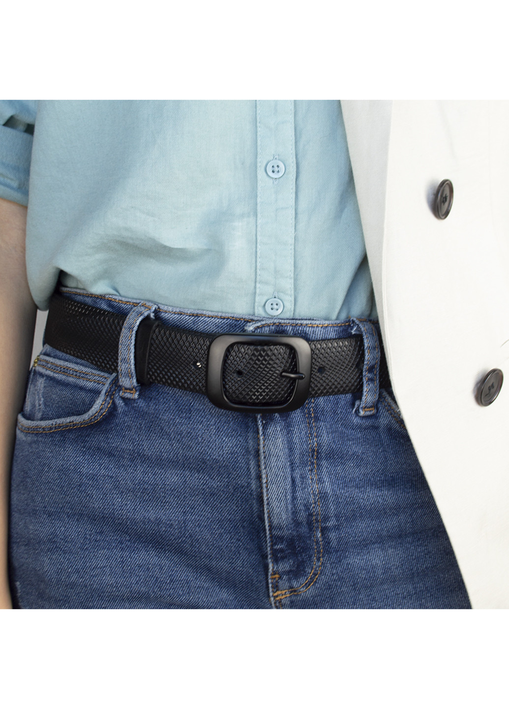 Ремень женский кожаный под джинсы черный -3547 (120 см) JK (249595905)