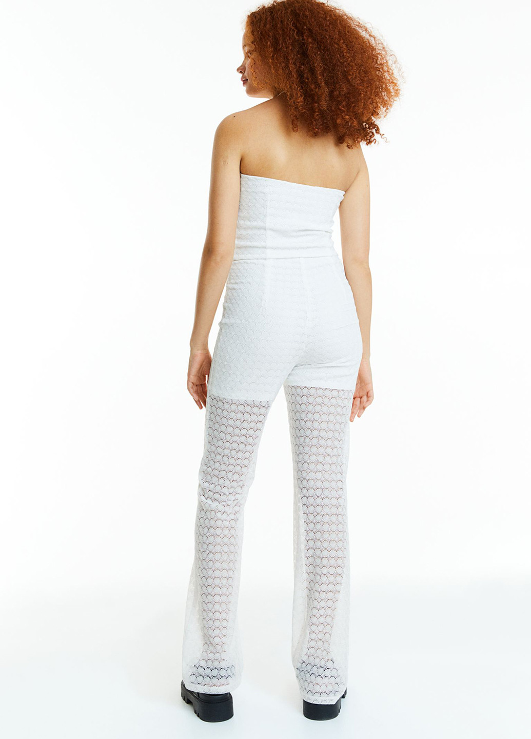 Комбинезон H&M комбинезон-брюки однотонный белый кэжуал полиэстер