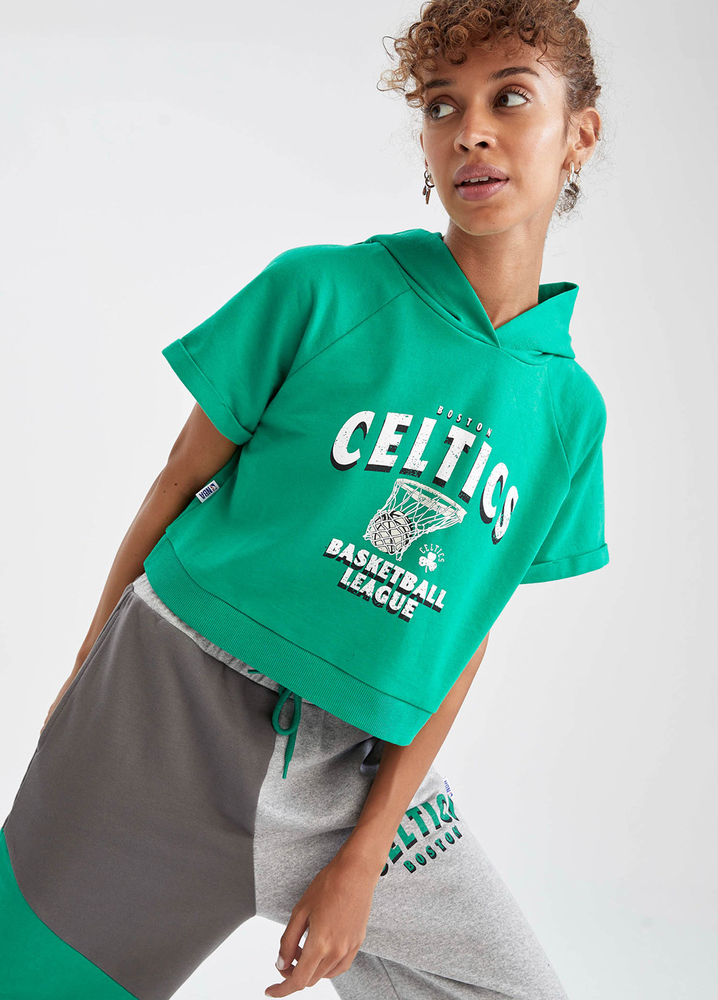 Зеленая летняя boston celtics DeFacto Трикотажный свитшот