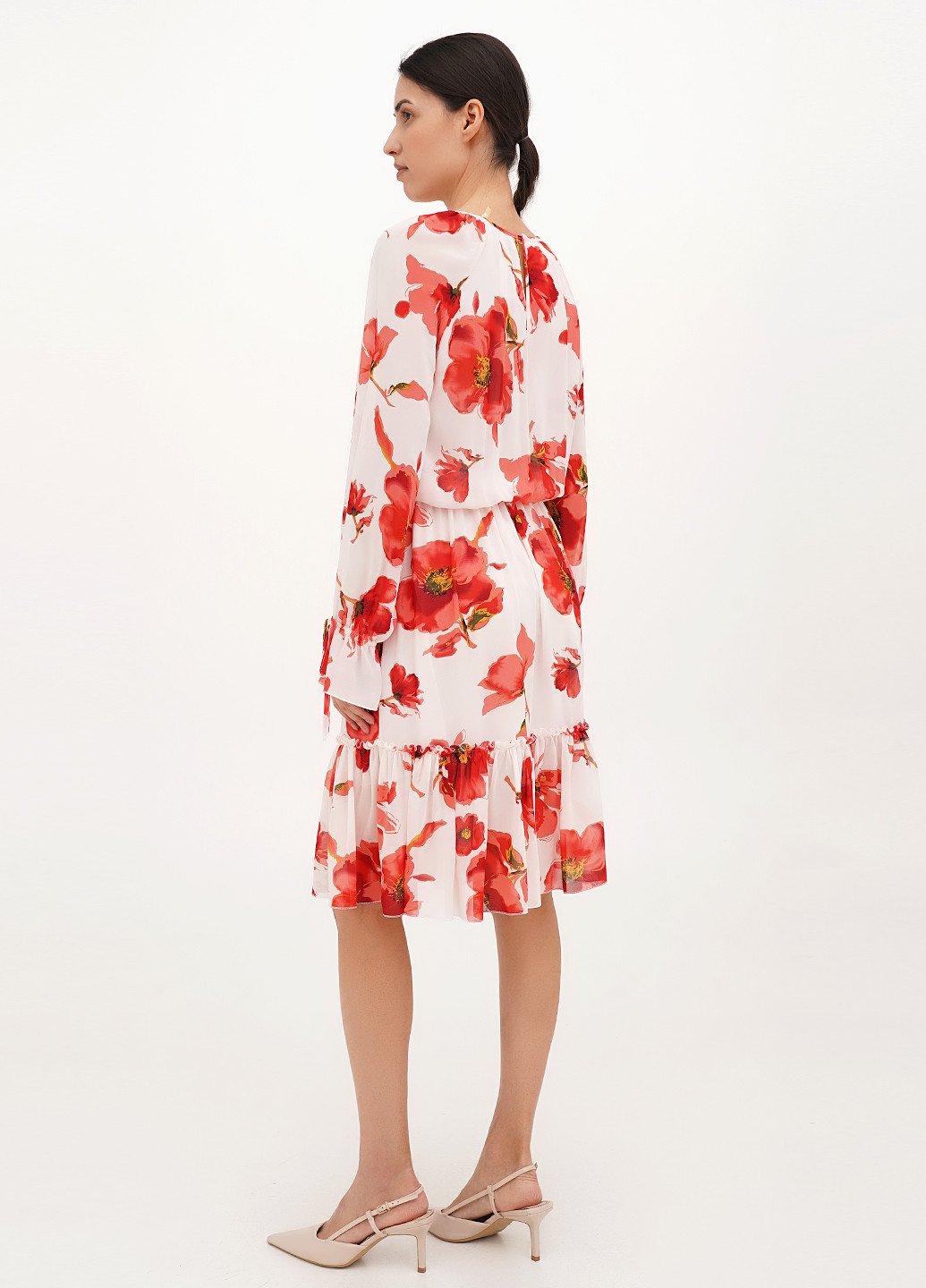 Білий кежуал сукня кльош My Caramele троянди