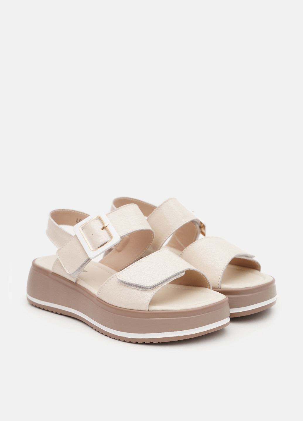Светло-бежевые босоножки Lola Andy на липучке с пряжкой