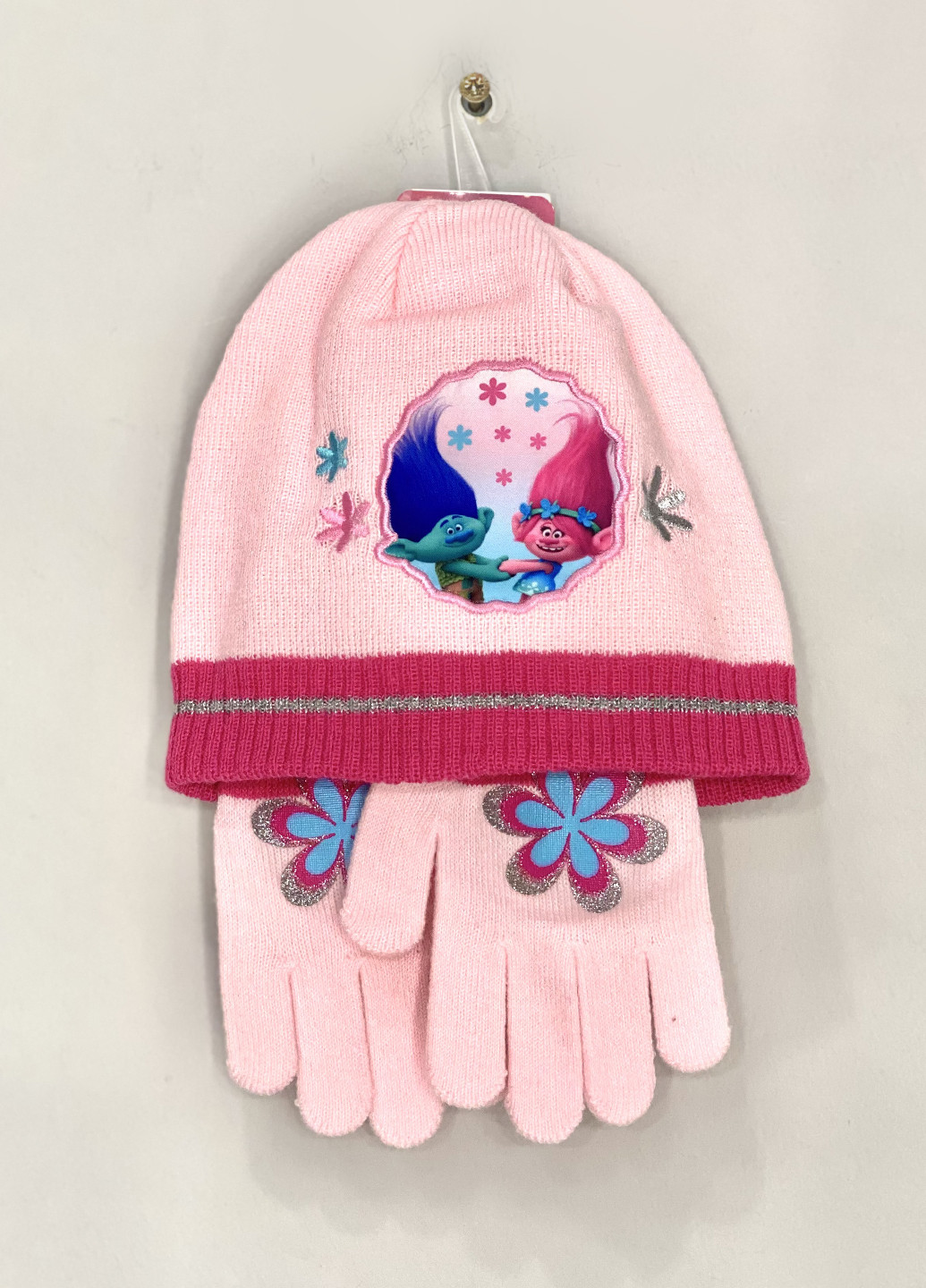Комплект (шапка, перчатки) Disney шапка + перчатки персонажи розовые кэжуалы акрил