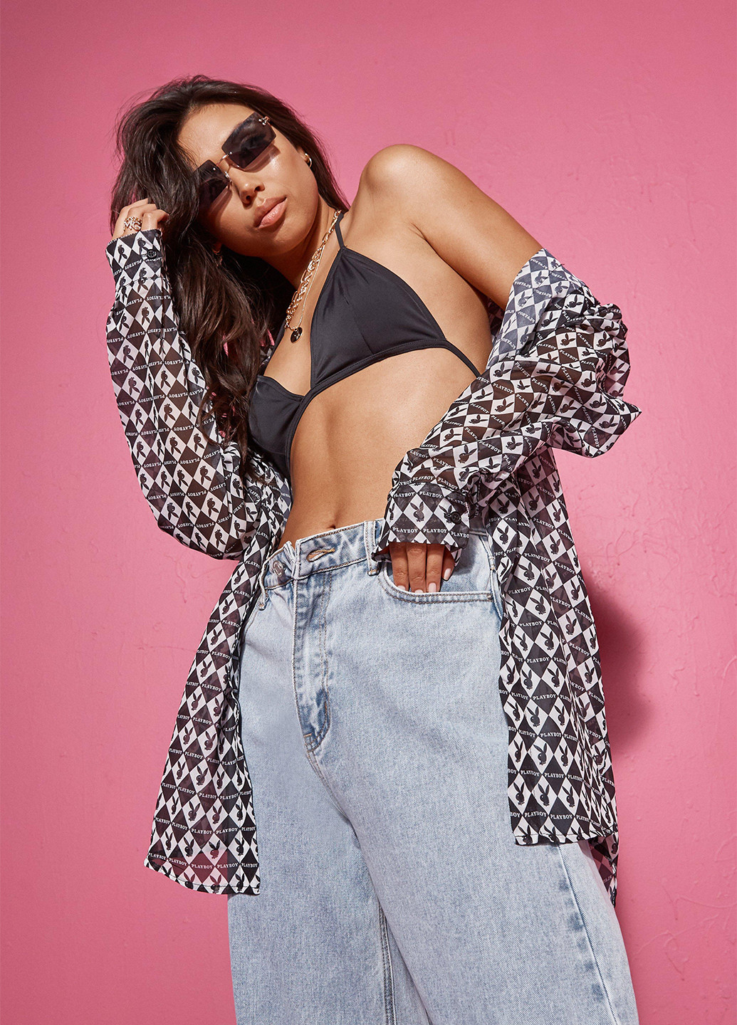 Черно-белая кэжуал рубашка с рисунком Missguided