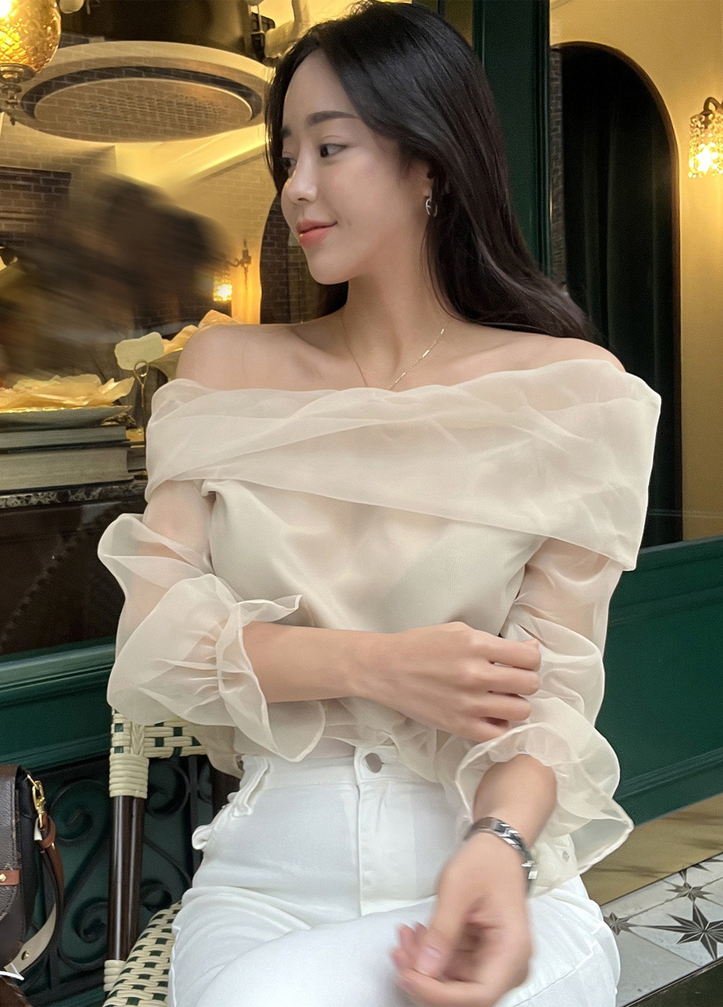 Кремовая блуза SHEIN