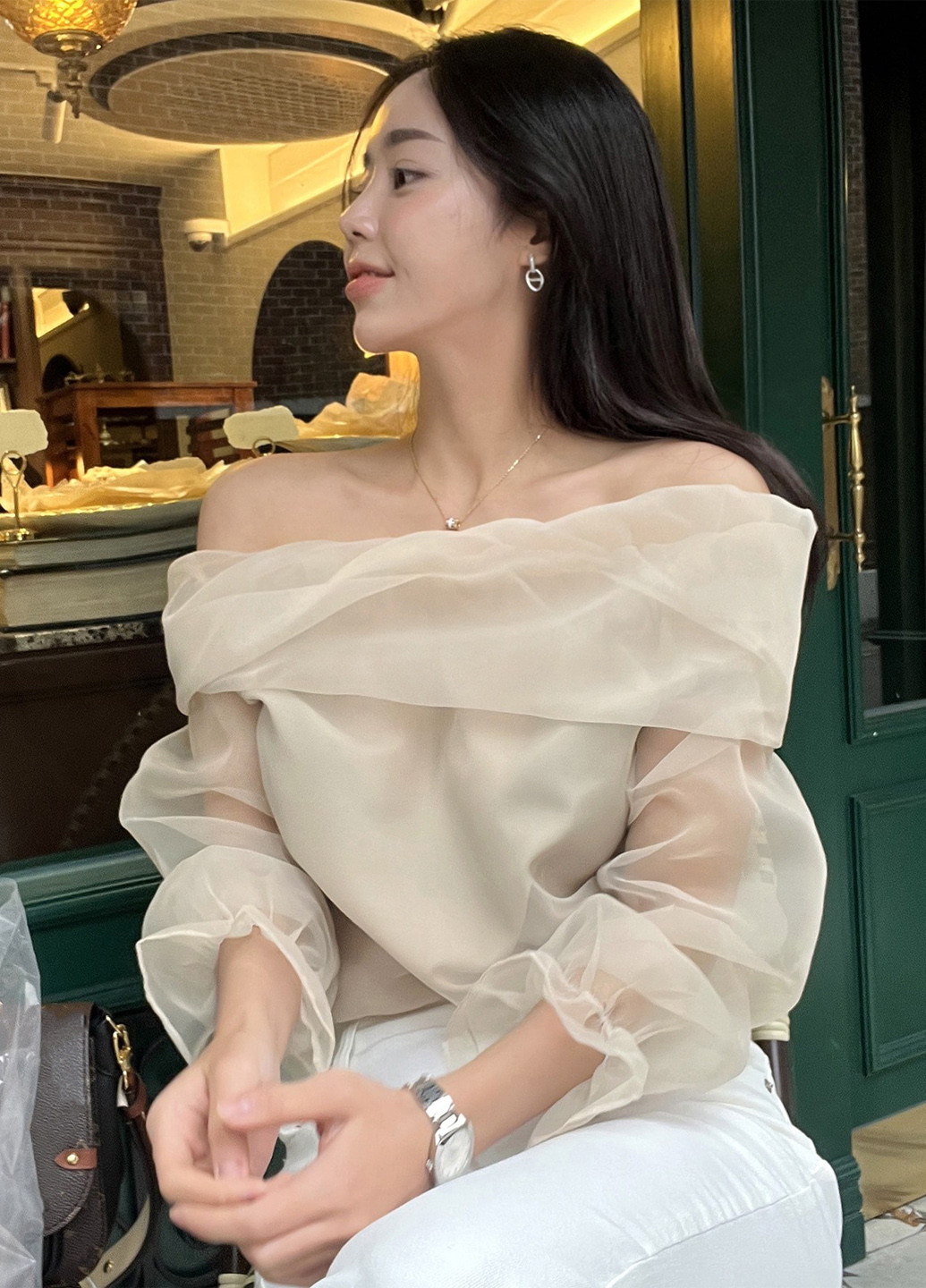 Кремовая блуза SHEIN