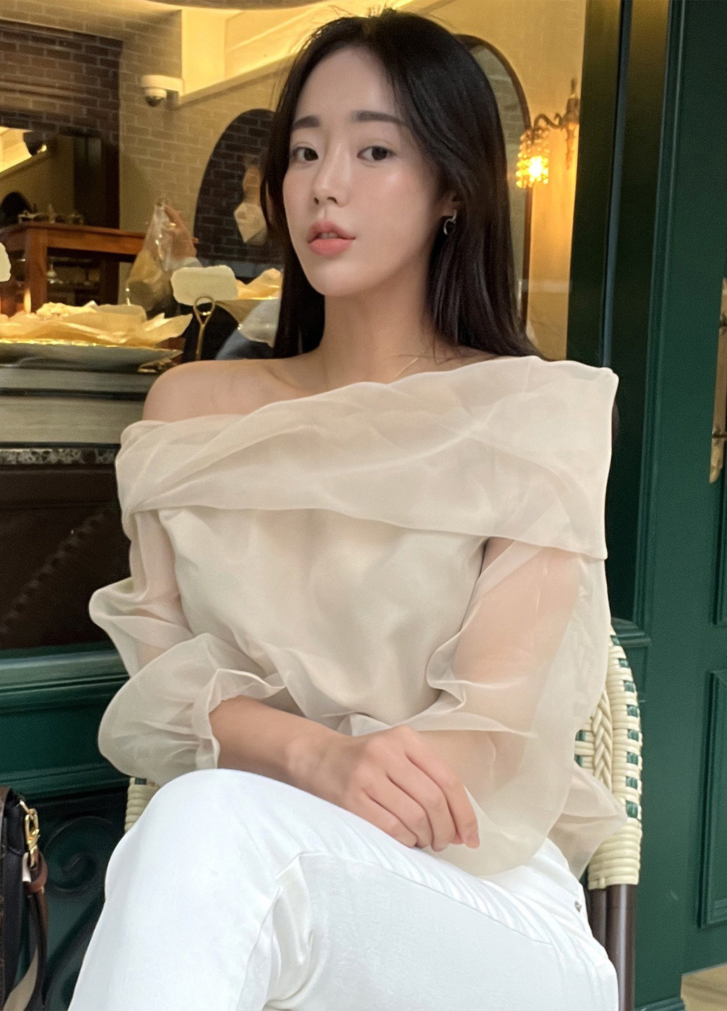 Кремовая блуза SHEIN