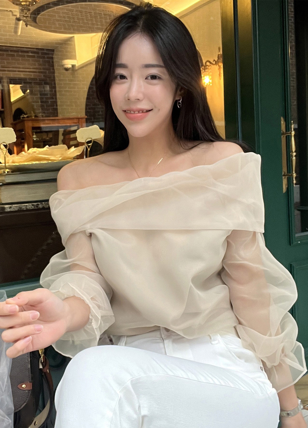 Кремовая блуза SHEIN