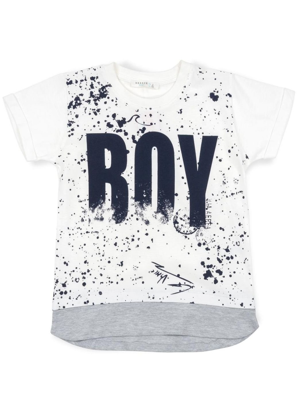 Белая демисезонная футболка детская boy (11093-134b-cream) Breeze