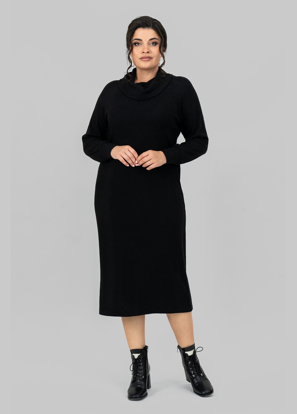 Черное кэжуал платье платье-свитер A'll Posa однотонное