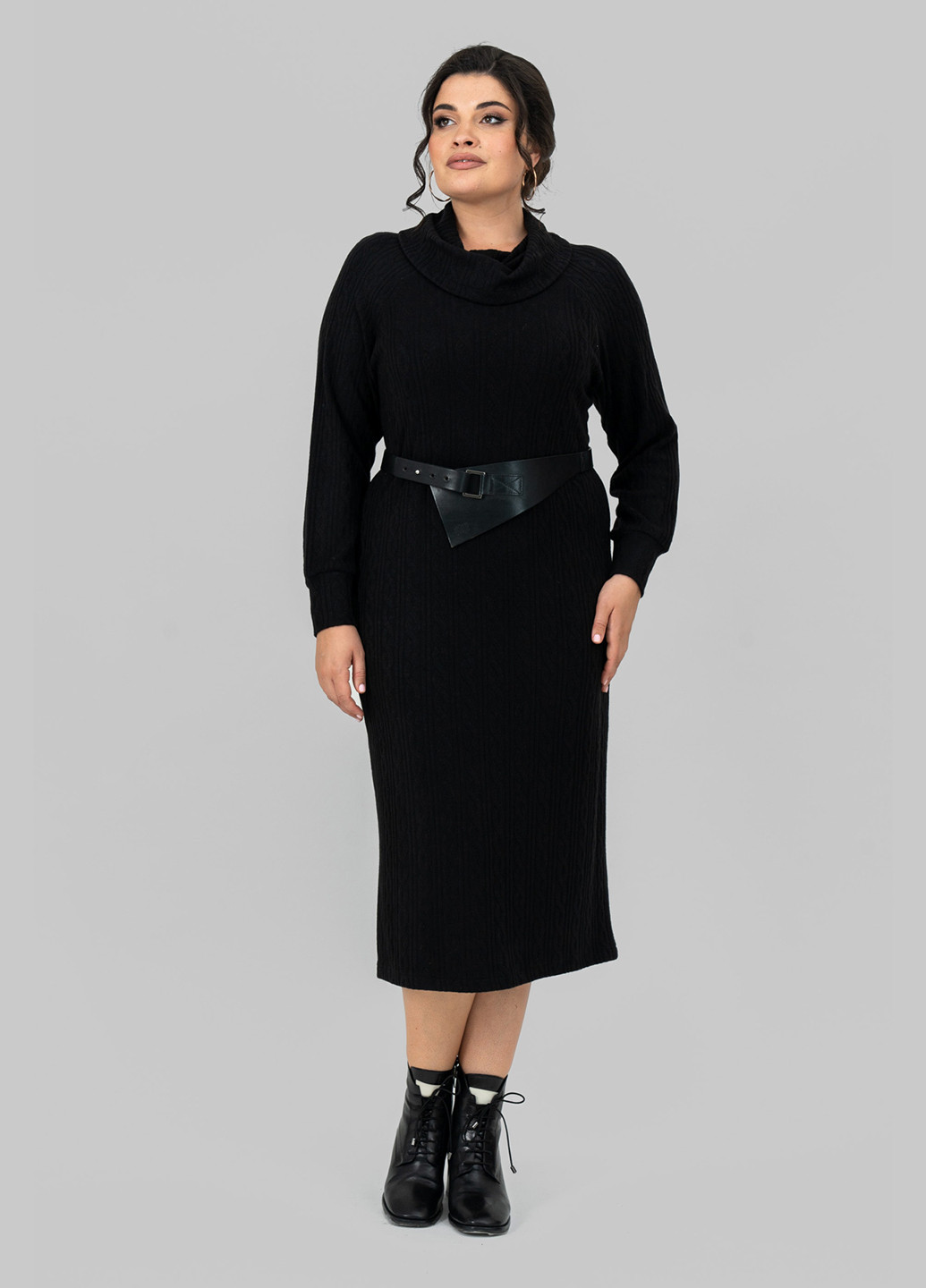 Черное кэжуал платье платье-свитер A'll Posa однотонное
