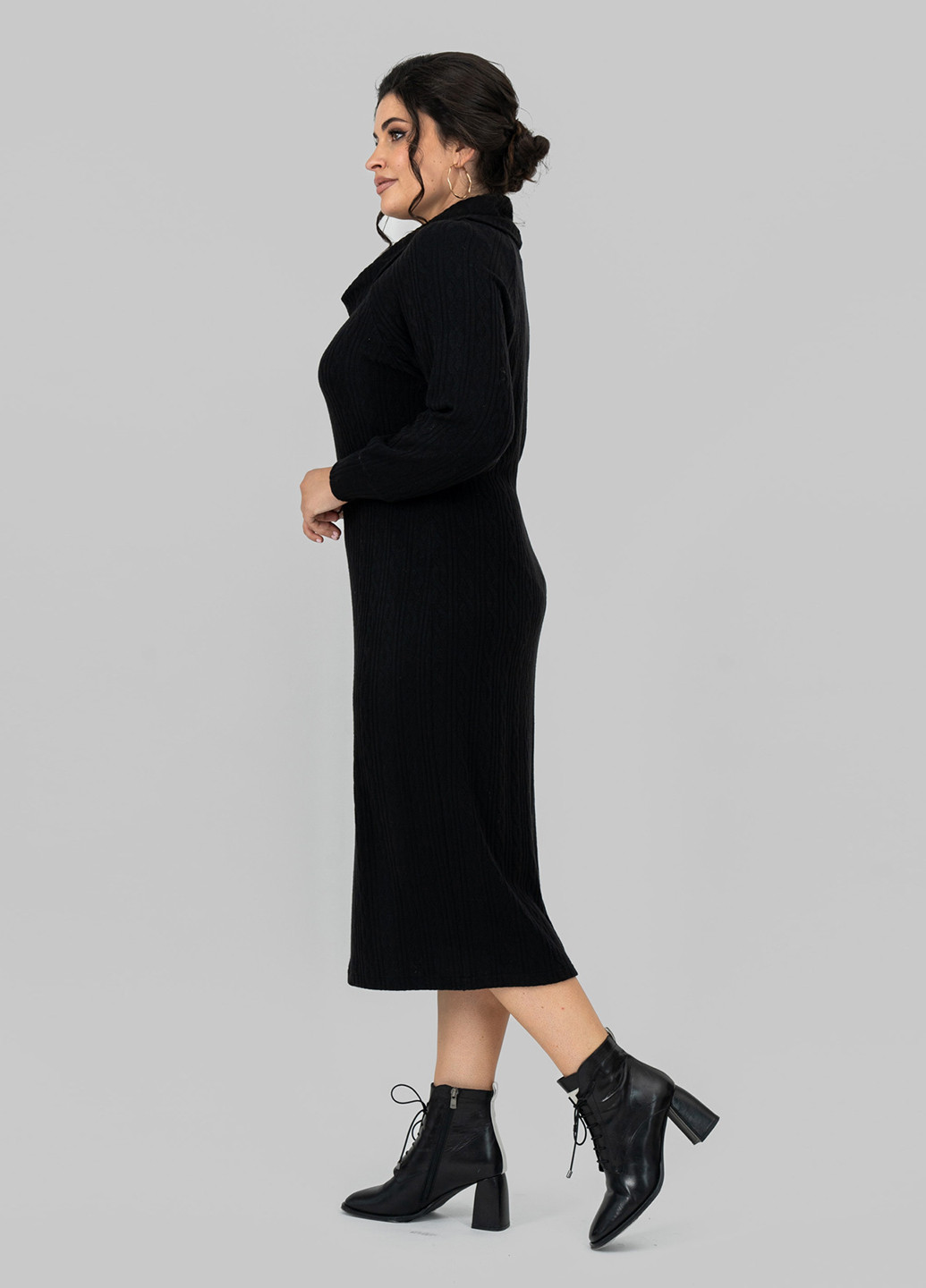 Черное кэжуал платье платье-свитер A'll Posa однотонное