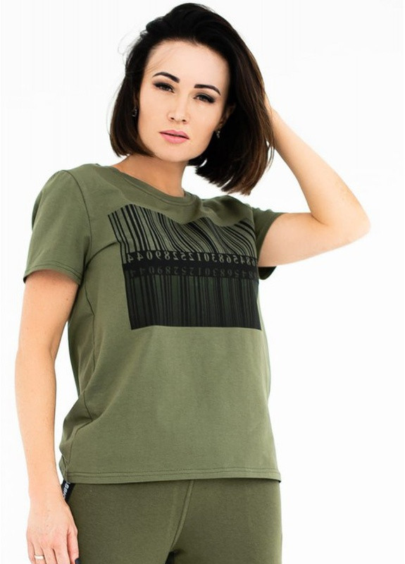 Хакі (оливкова) літня жіноча футболка париж Look & Buy