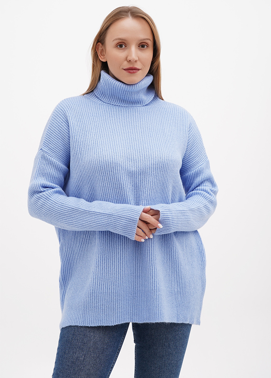 Голубой демисезонный свитер La Pomme