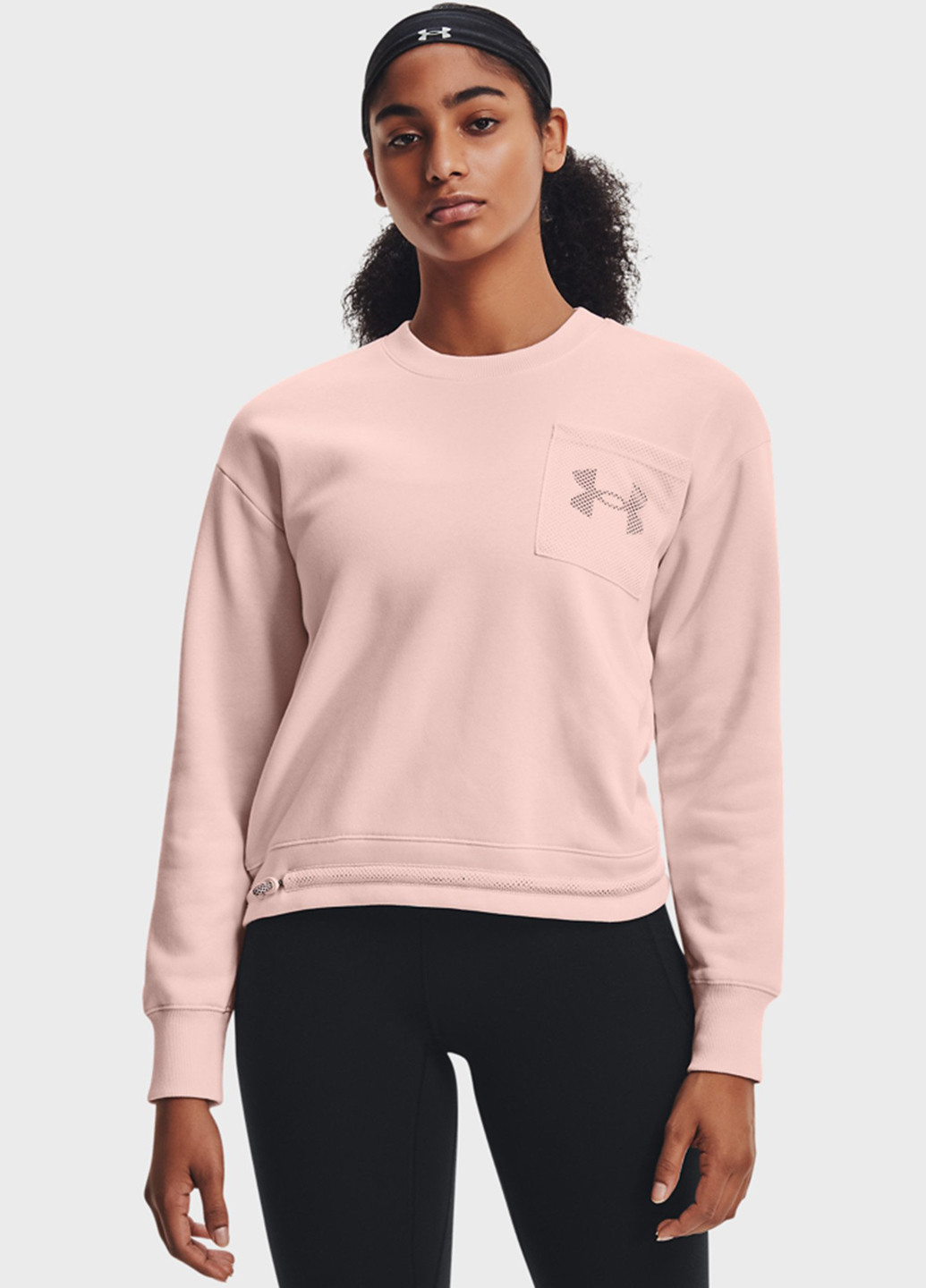 Свитшот Under Armour - Прямой крой логотип светло-розовый спортивный хлопок, трикотаж - (246392171)