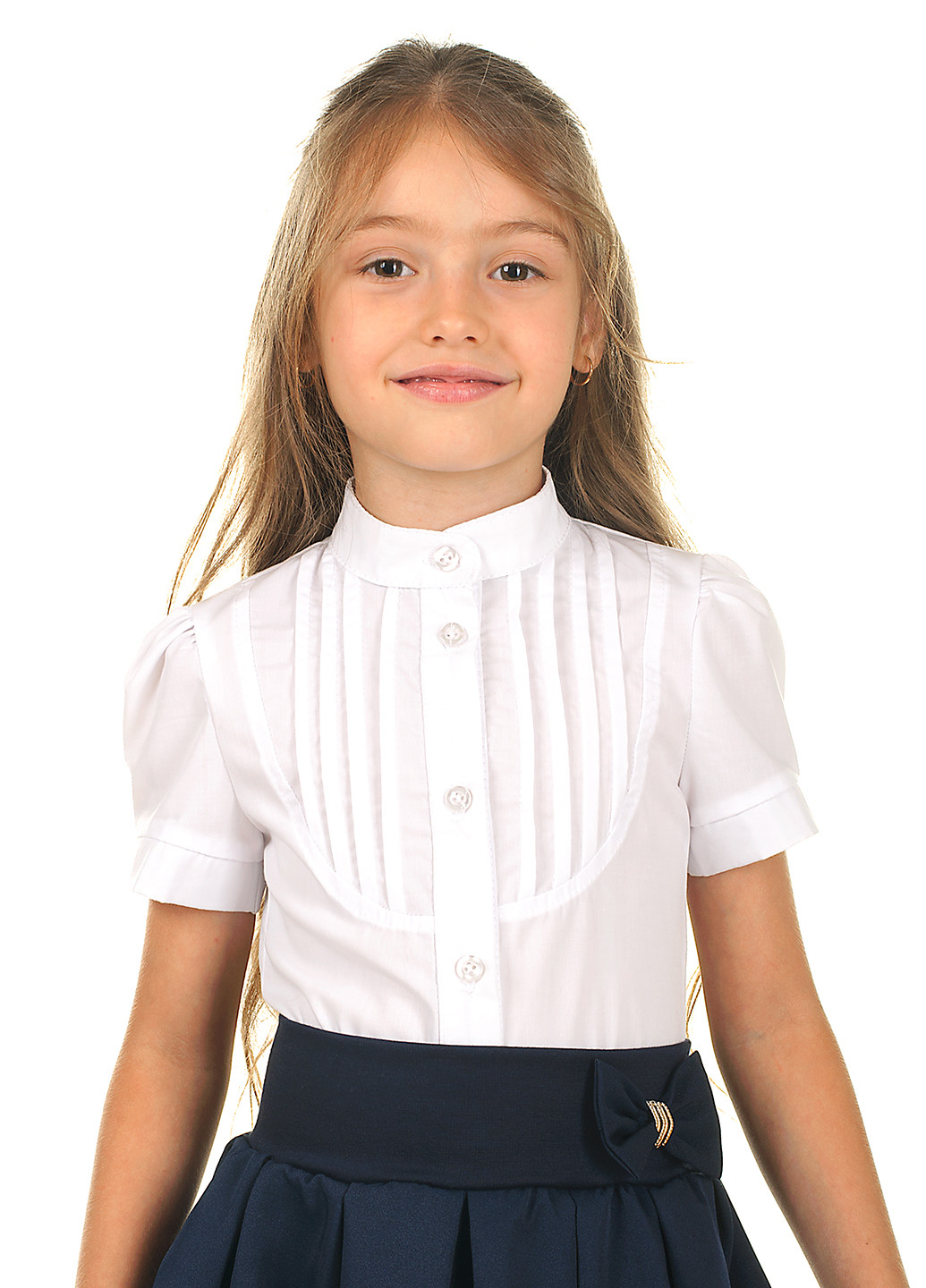 Белая однотонная блузка с коротким рукавом ViDa летняя