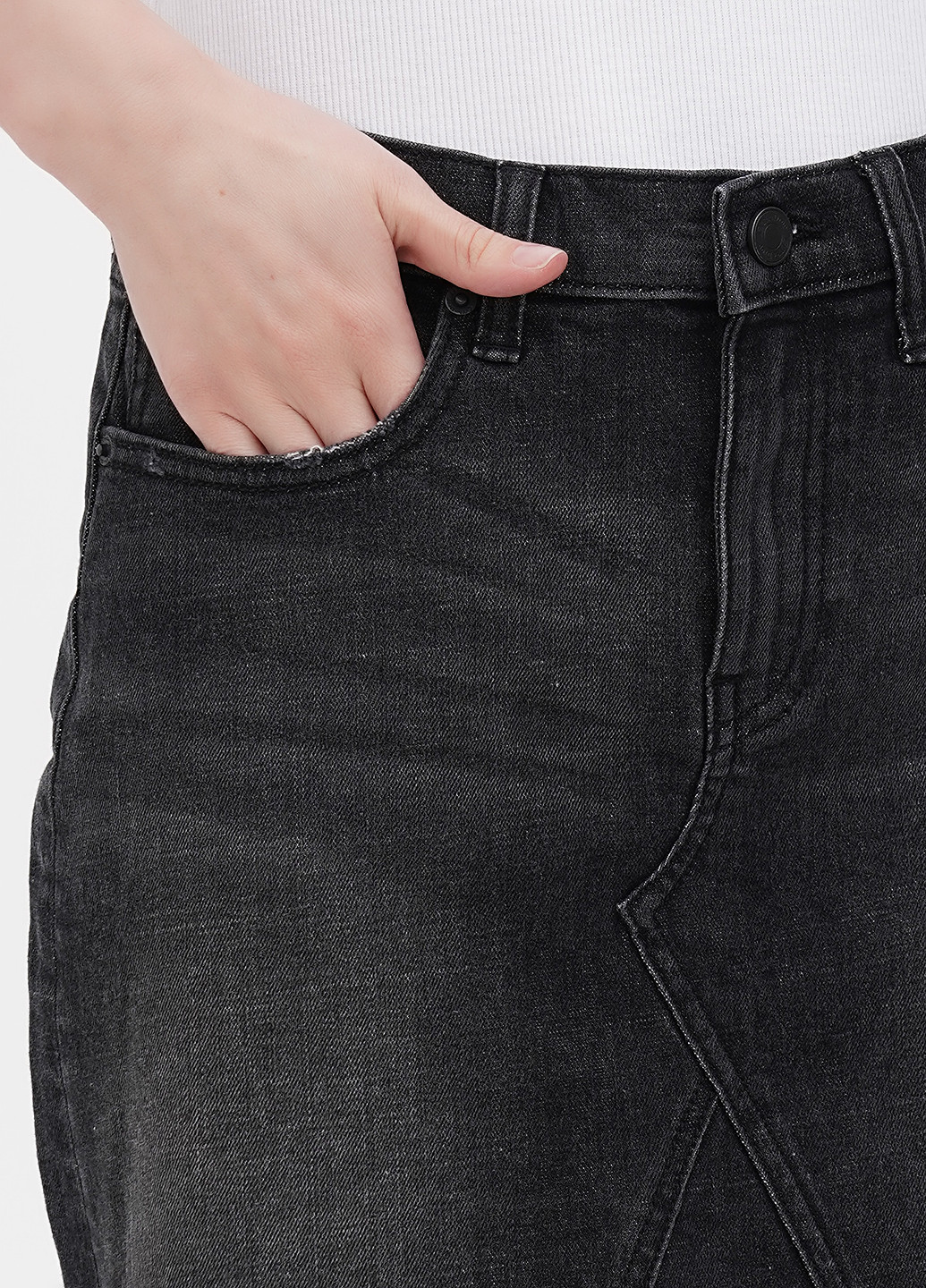Черная джинсовая однотонная юбка No Brand