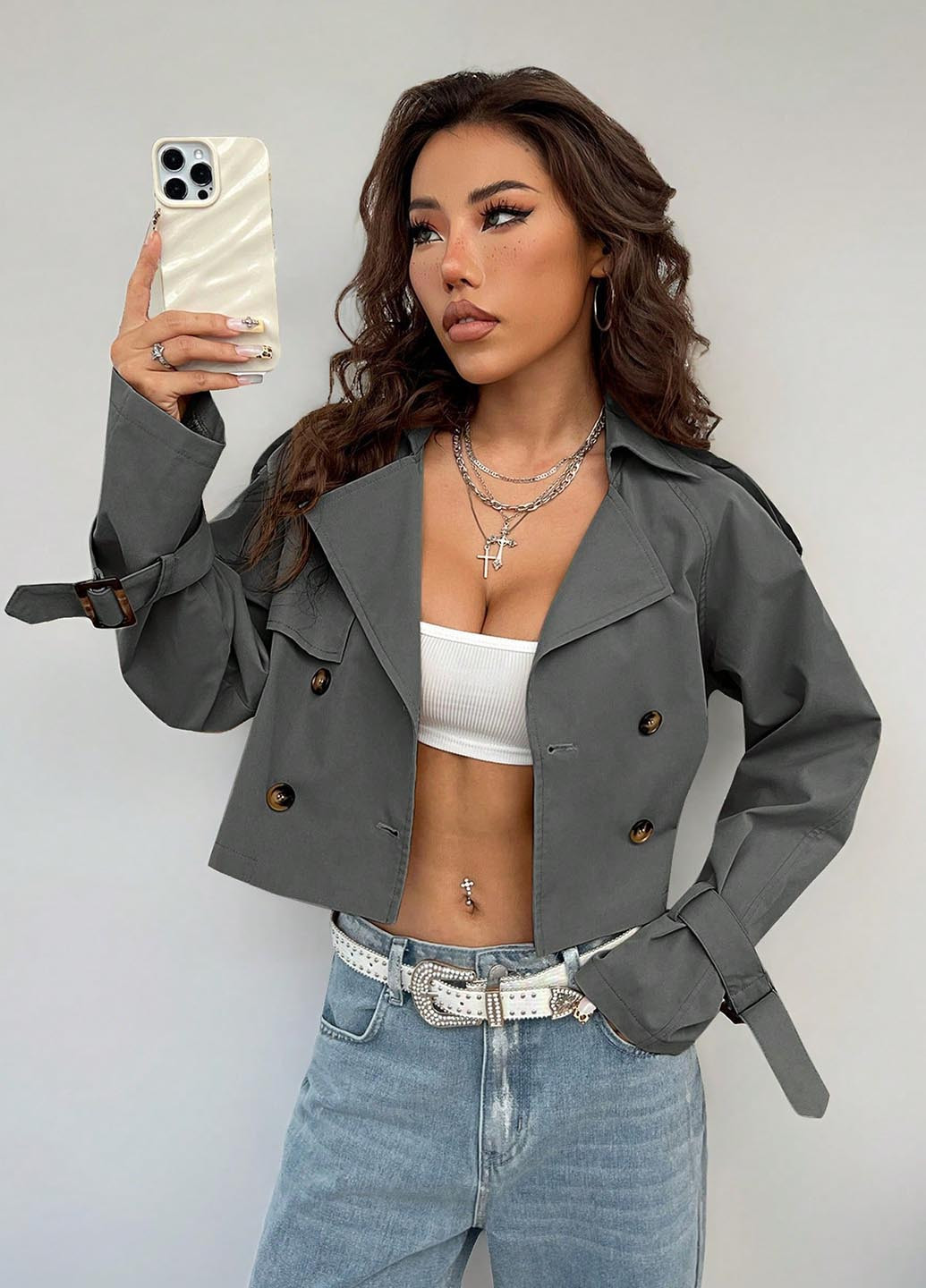 Серая демисезонная куртка SHEIN