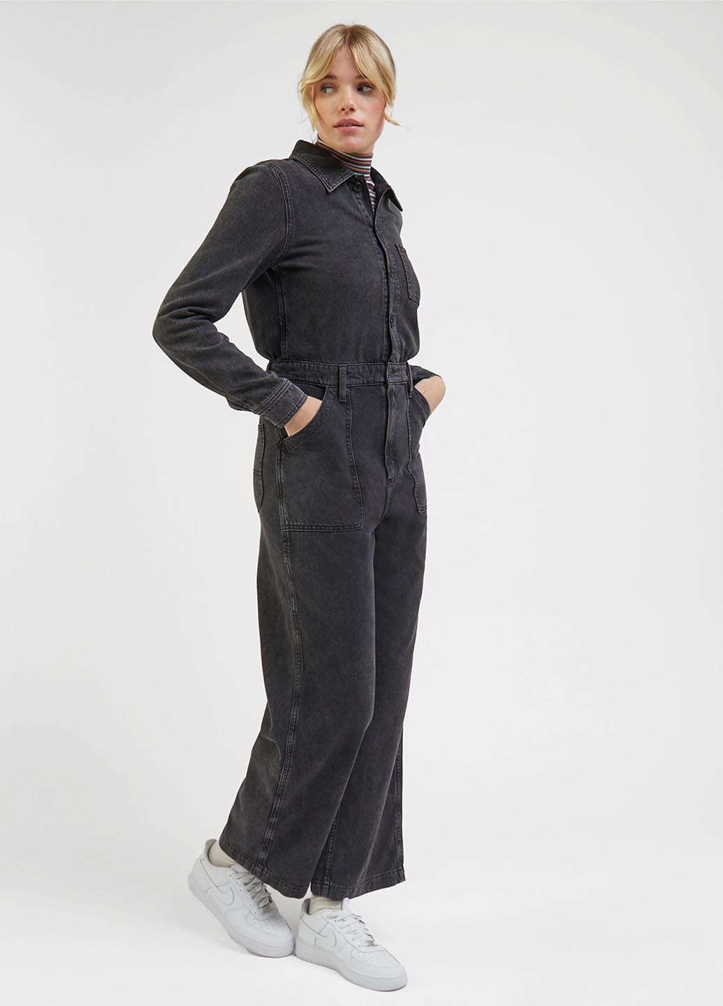 Комбінезон Lee комбінезон-брюки варенка темно-сірий джинсовий бавовна