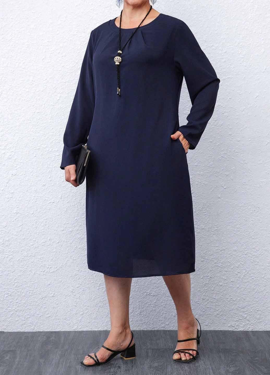 Темно-синя кежуал сукня SHEIN однотонна
