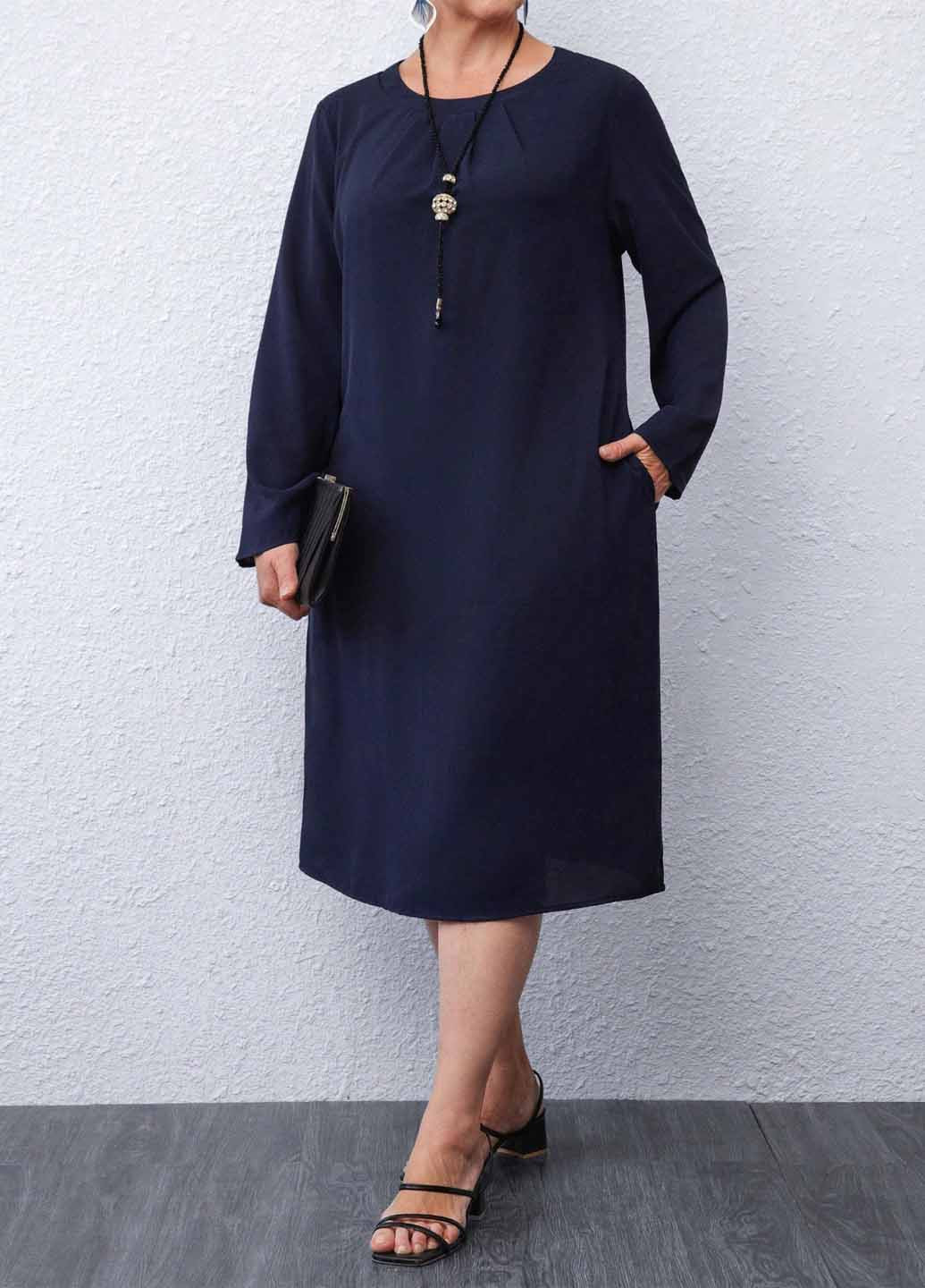 Темно-синя кежуал сукня SHEIN однотонна