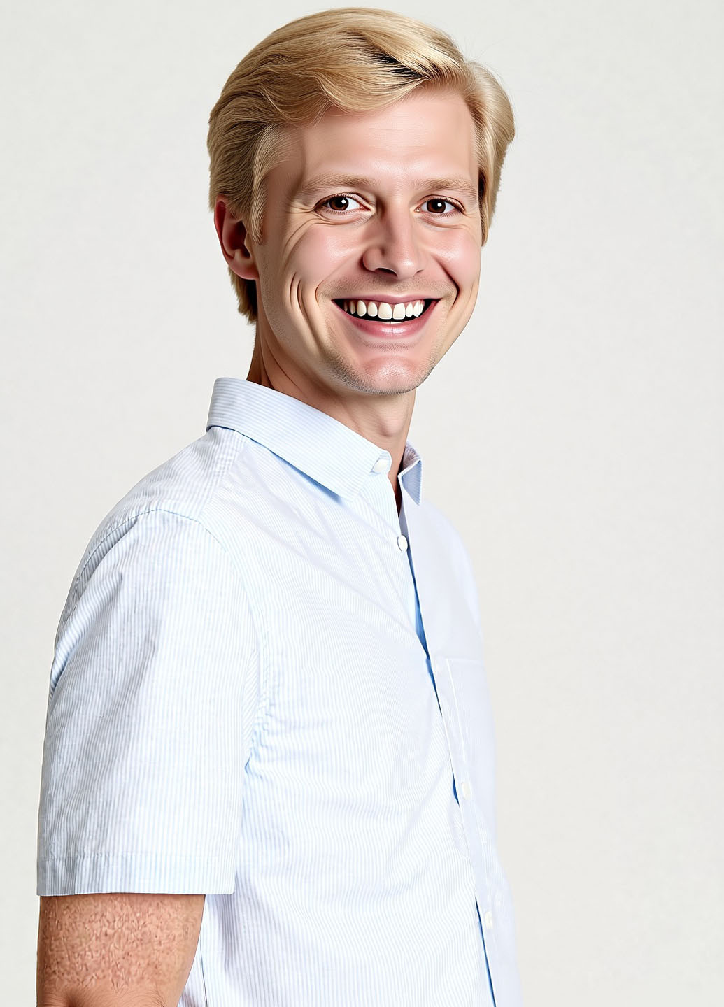 Светло-голубой кэжуал рубашка в полоску Reserved