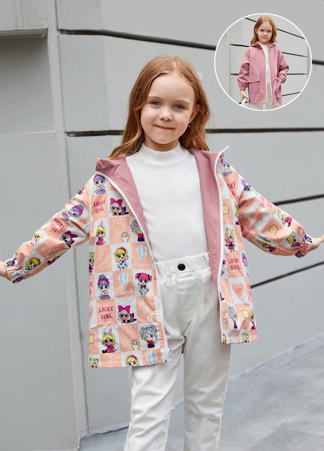 Комбинированная демисезонная куртка двосторонняя SHEIN