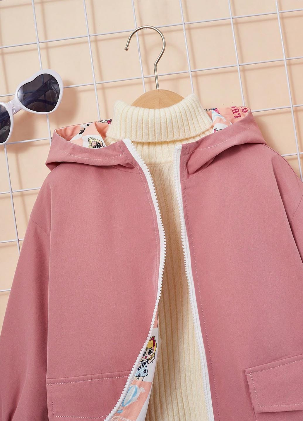 Комбинированная демисезонная куртка двосторонняя SHEIN