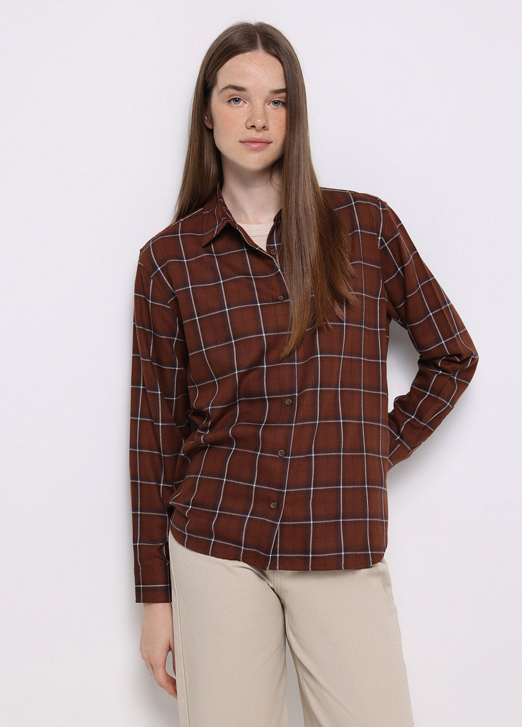 Коричневая кэжуал рубашка в клетку Colin's