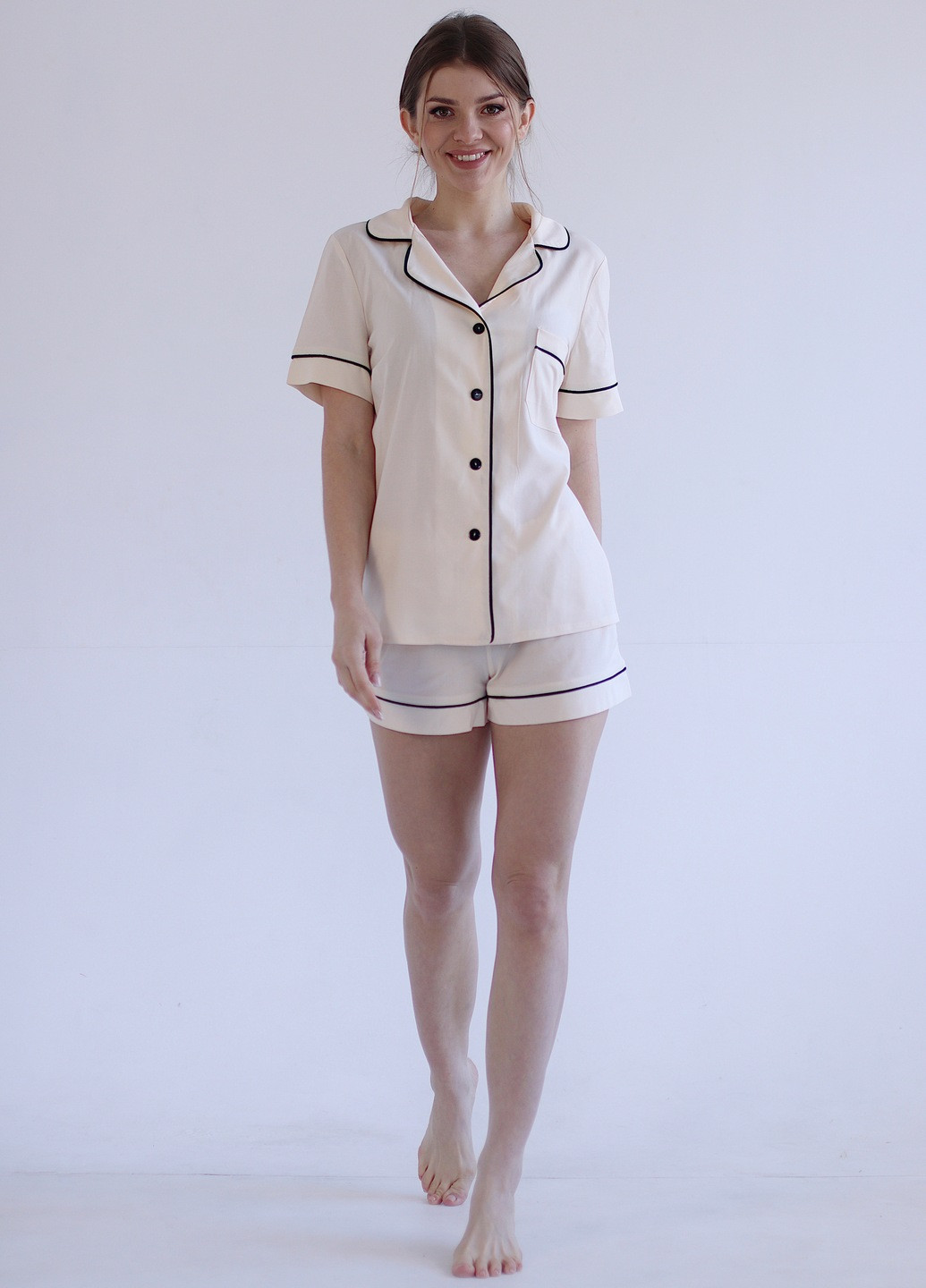 Бежева всесезон піжама (сорочка + шорти) сорочка + шорти GorLin