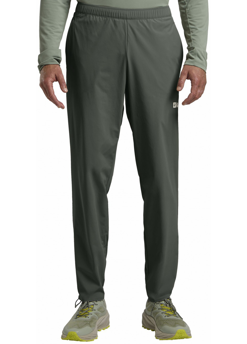 Хаки кэжуал, спортивные летние зауженные брюки Jack Wolfskin