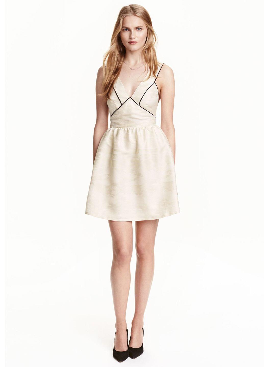 Молочна кежуал плаття, сукня кльош H&M з абстрактним візерунком