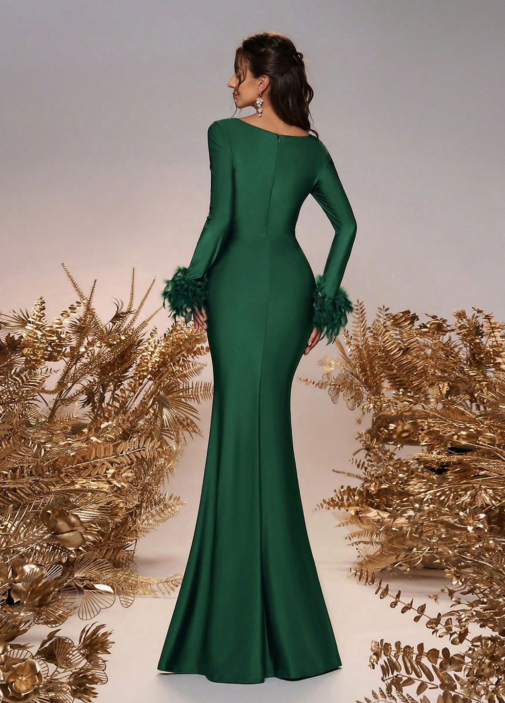 Темно-зелена вечірня, святковий сукня годе SHEIN однотонна