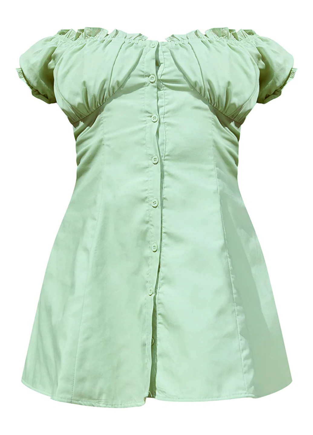 Світло-зелена кежуал сукня з відкритими плечима PrettyLittleThing однотонна