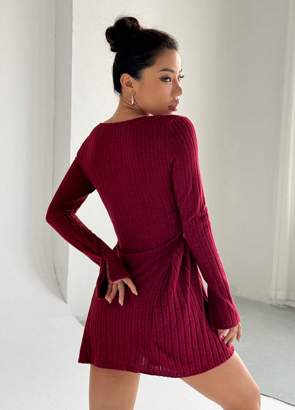 Бордова кежуал сукня SHEIN однотонна