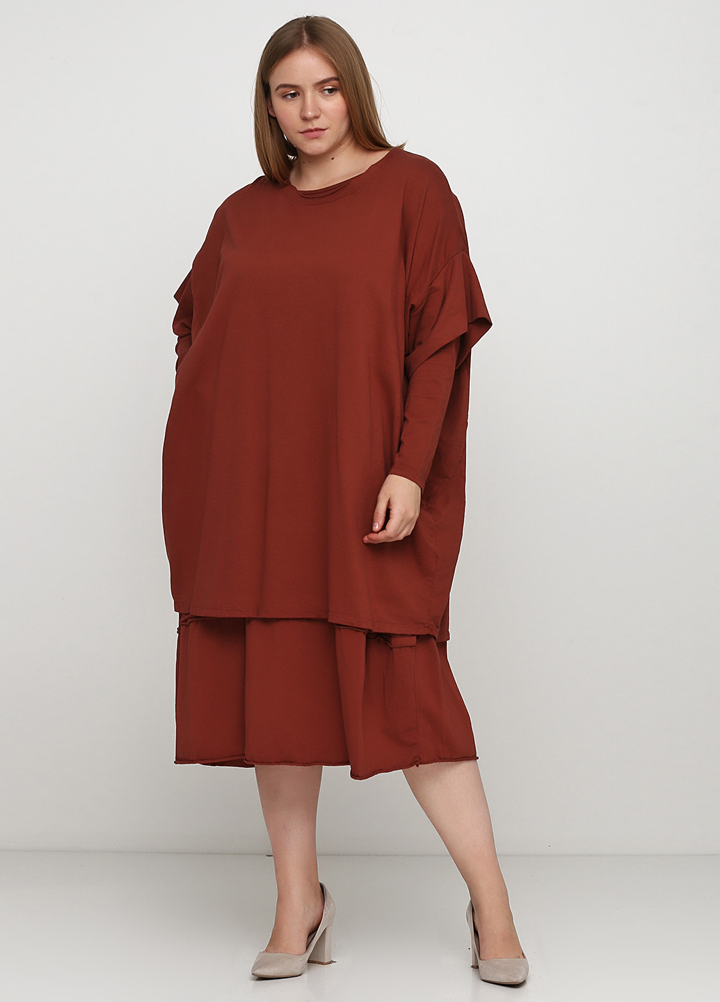 Бордовый летний комплект (платье, туника) Made in Italy