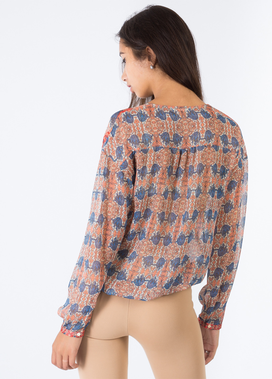 Комбинированная демисезонная блуза на запах Promod