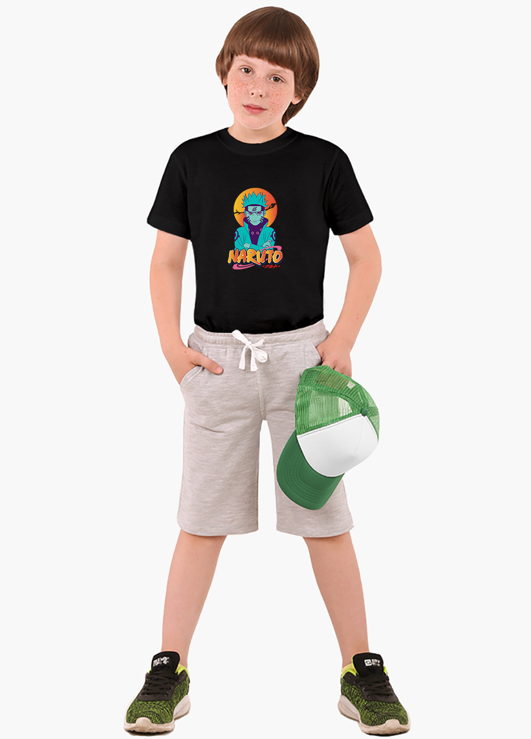 Чорна демісезонна футболка дитяча наруто узумакі (naruto uzumaki) (9224-2631) MobiPrint