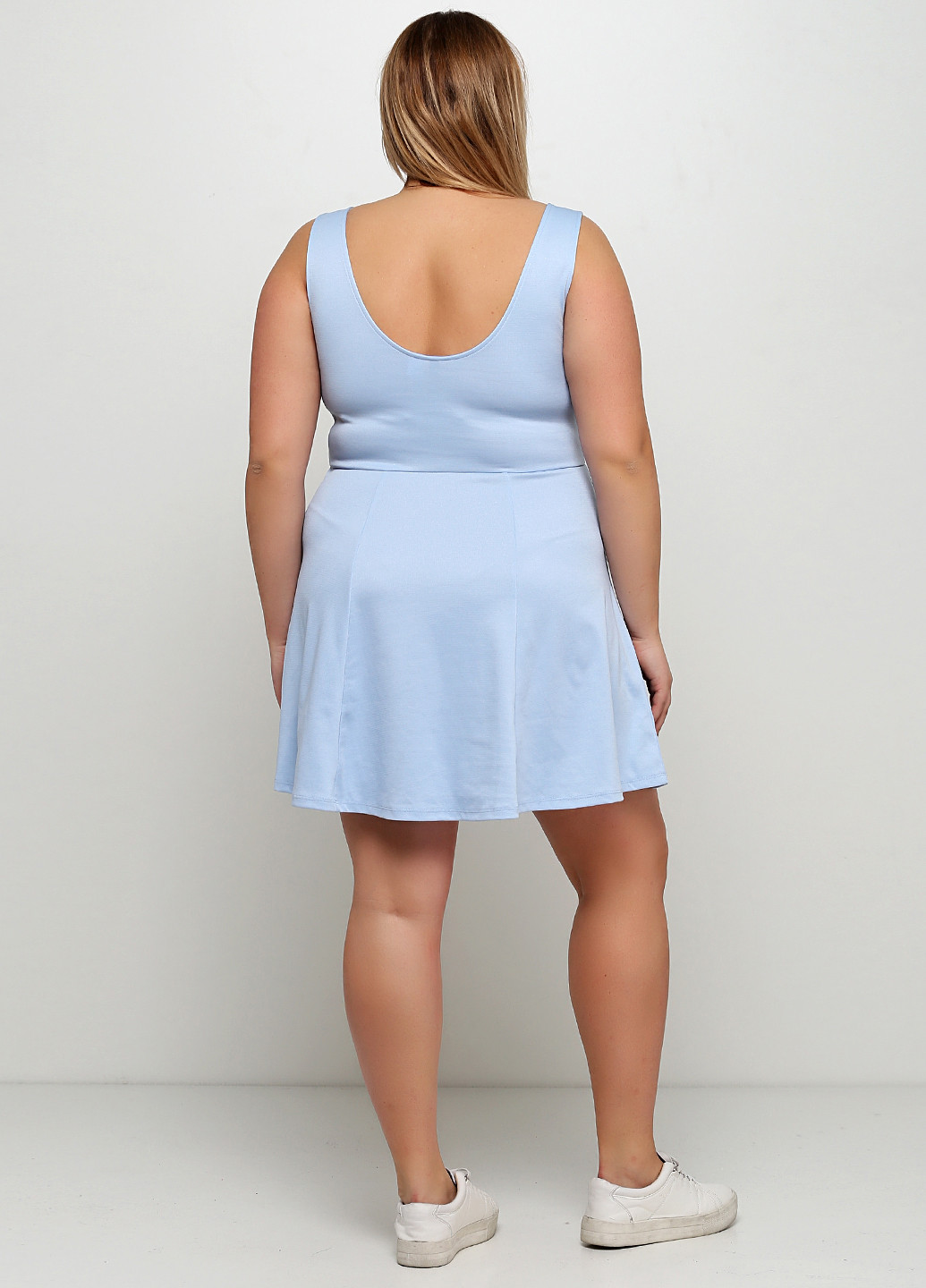 Блакитна кежуал сукня кльош, сукня-майка H&M з написами