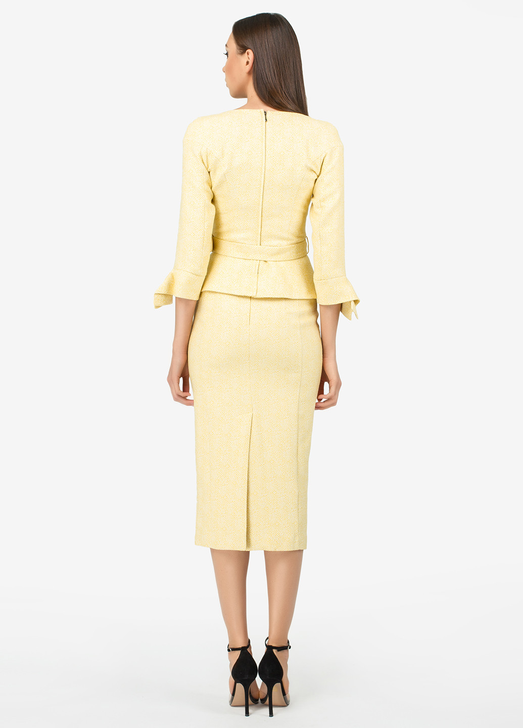 Костюм (жакет, юбка) BGL Комплект (жакет и юбка) юбочный однотонный жёлтый деловой хлопок