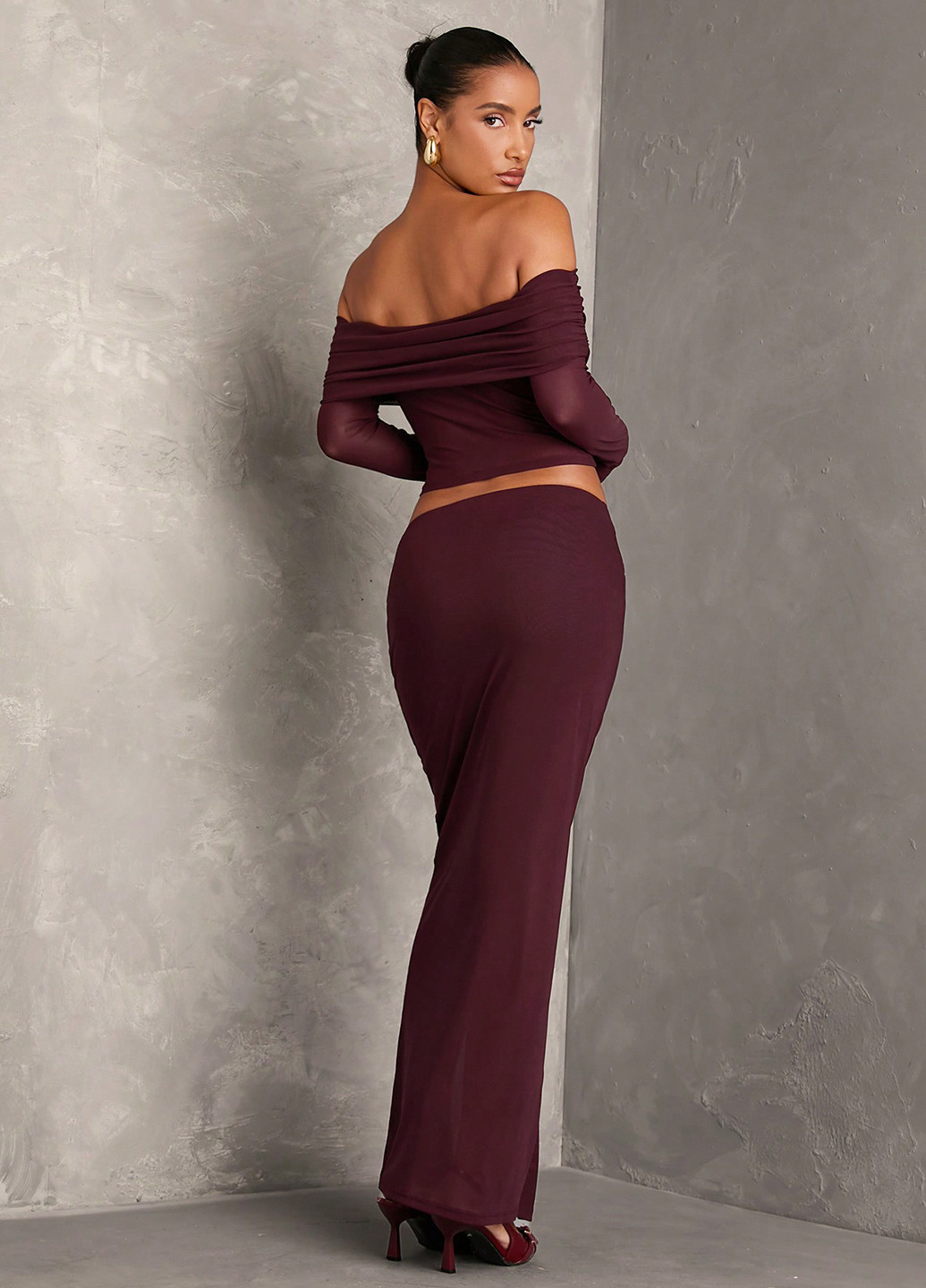 Коричневий демісезонний комплект (топ, спідниця) SHEIN