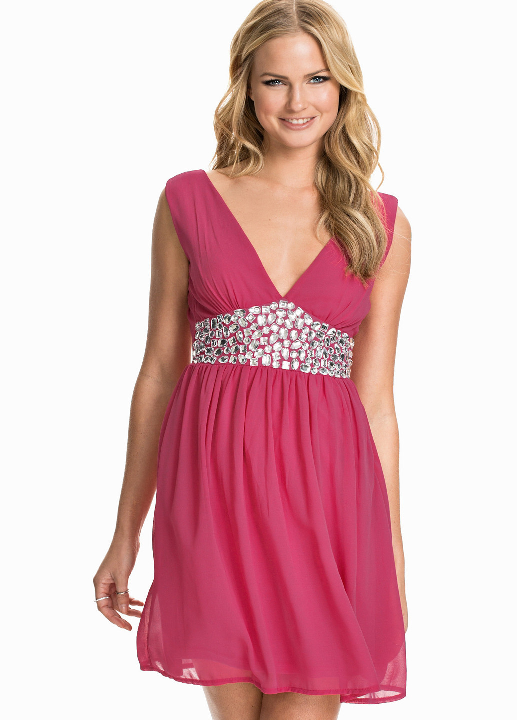 Рожева коктейльна плаття, сукня кльош, з відкритою спиною Club L однотонна