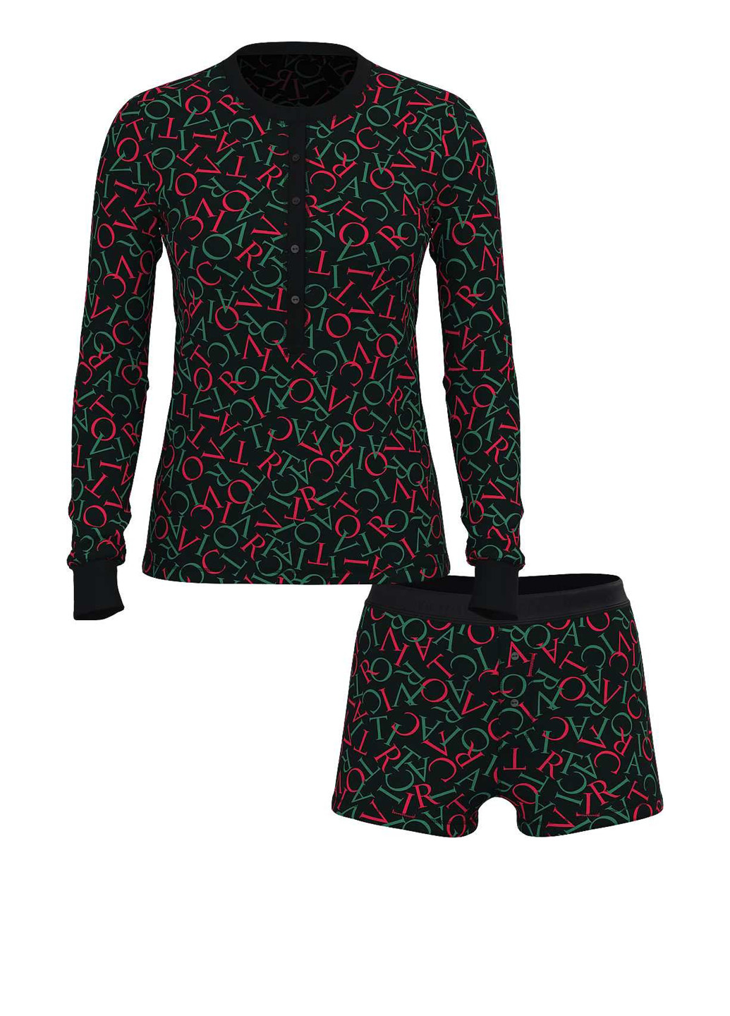 Черная всесезон пижама (лонгслив, шорты) лонгслив + шорты Victoria's Secret