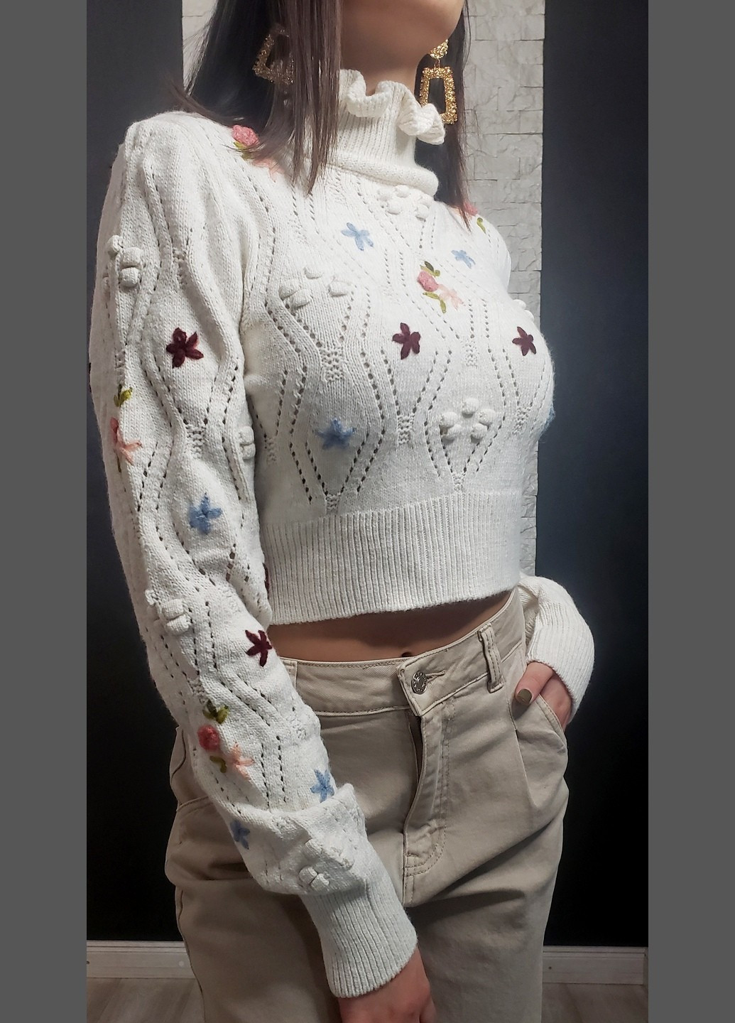Молочный зимний свитер джемпер Robin