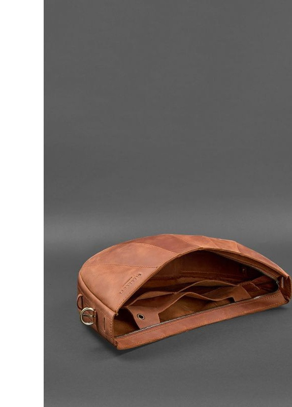 Кожаная женская сумка Круассан светло-коричневая BlankNote однотонная светло-коричневая кэжуал