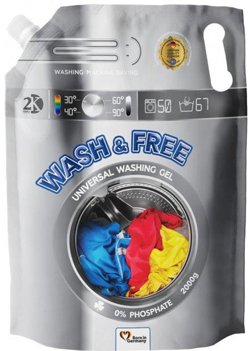 Гель для стирки универсальный 2л (50 прань) WASH & FREE (254255844)