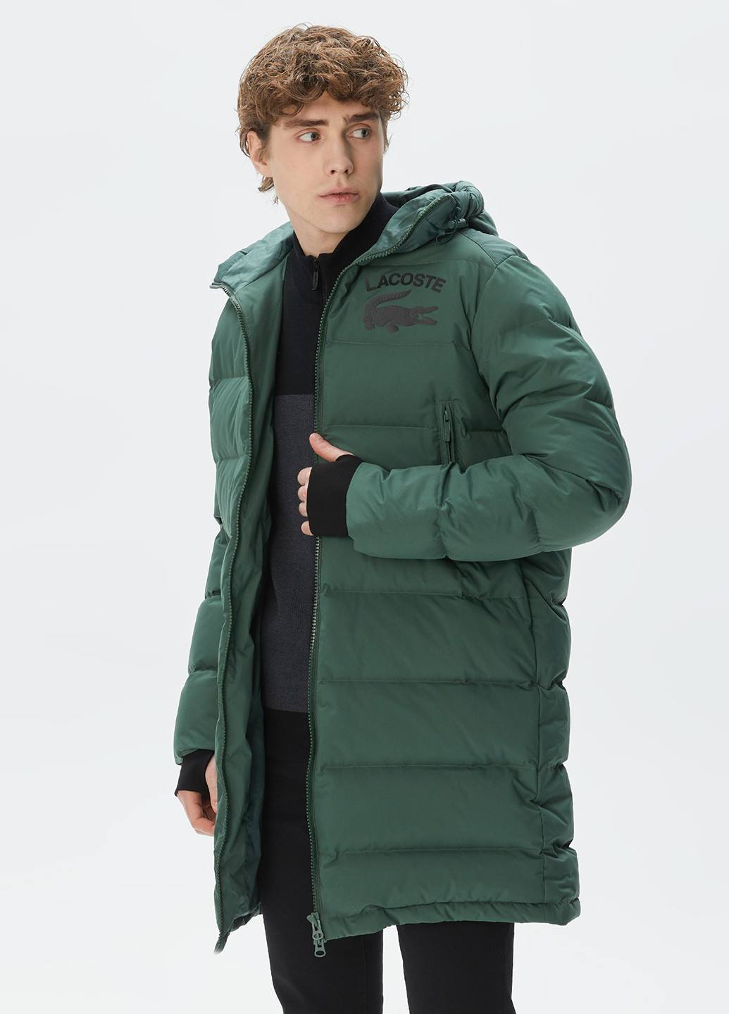 Зеленая зимняя куртка Lacoste